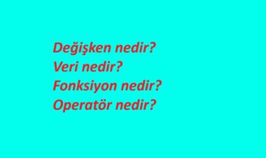 Değişken nedir? Veri nedir? Fonksiyon nedir? Operatör nedir? Açıklayınız